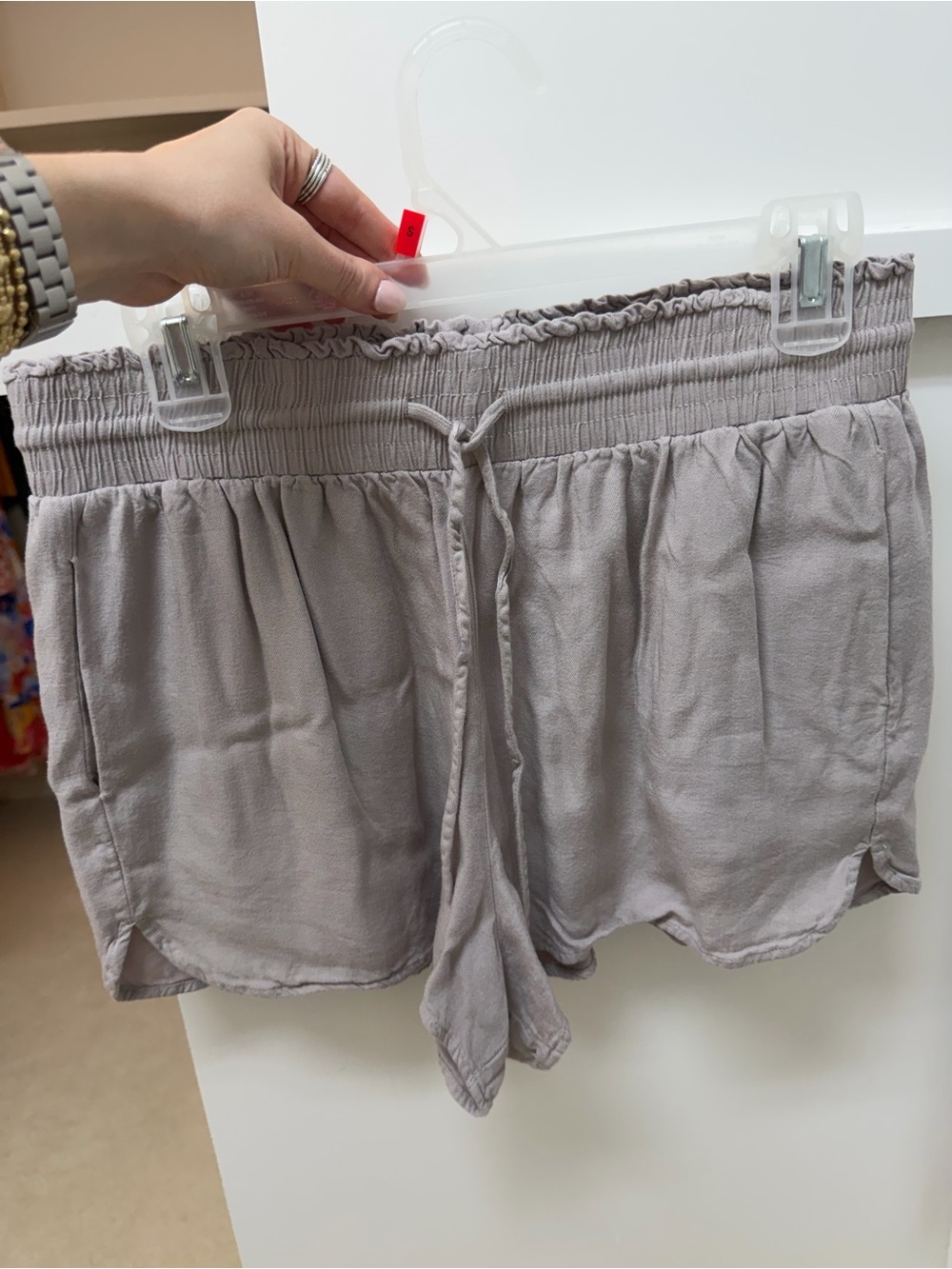 Women's Lightweight Elastic Waist Drawstring Shorts - Taupe
